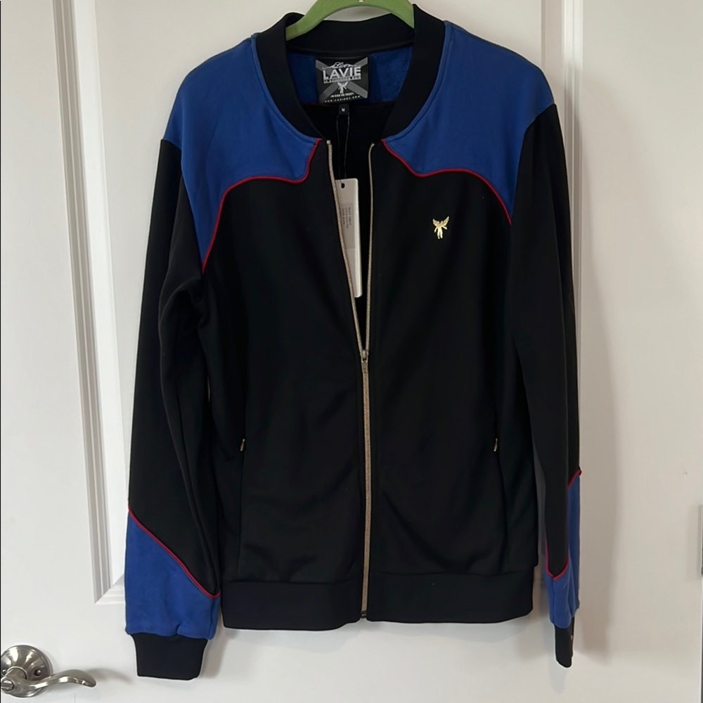 NWT- Lavie Black and Blue Track Jacket with Red Trim